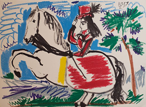 ablo Picasso, Serie “Toros y Toreros”, Tavola 10. Riproduzione litografica, 37x27 cm. 