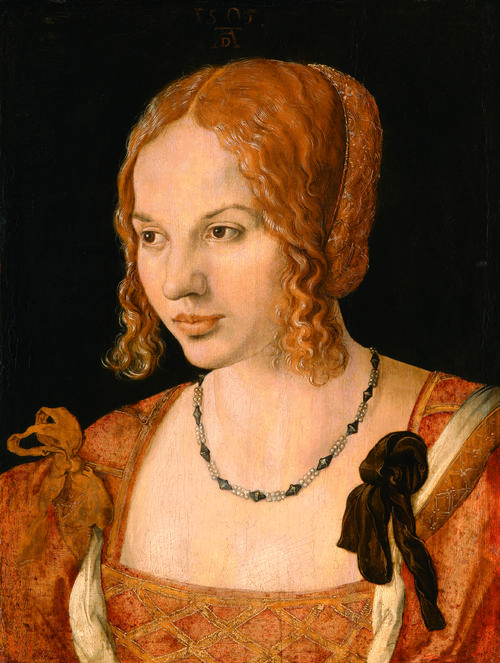 Albrecht Dürer Ritratto a mezzo busto di una giovane veneziana, 1505, olio su tavola, cm. 32,5x24,2. Prestatore: Vienna, Kunsthistorisches Museum