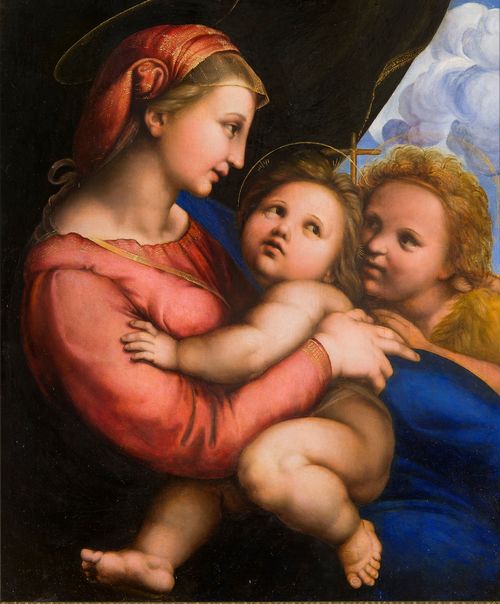 Pittore centro italiano, Madonna della tenda, da Raffaello, 1530-1540. Olio su tavola Torino, Musei Reali - Galleria Sabauda, inv. 271 