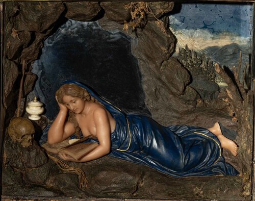 Ceroplasta attivo in Toscana, prima metà del XVII secolo, Santa Maria Maddalena che legge, 1610-1620 circa. Firenze, Gallerie degli Uffizi, Palazzo Pitti, Tesoro dei Granduchi