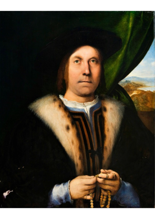Lorenzo Lotto, <em>Ritratto di uomo con rosario</em>, 1524-25, Olio su tavola,&nbsp;Niv&aring;,&nbsp;Museo Nivaagaards Malerisamling | Courtesy Fondazione Brescia Musei<br /><br />