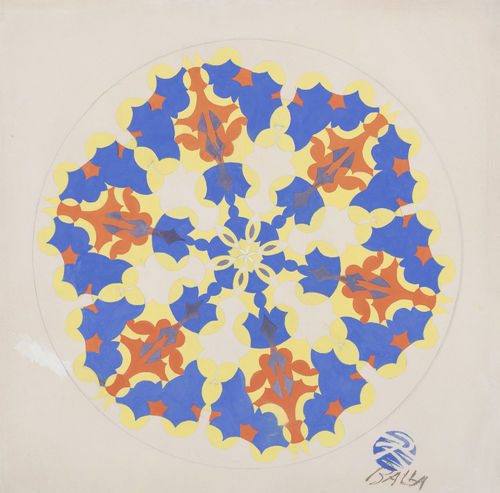 Giacomo Balla, Motivo per piatto, 1930. Tempera su carta, 410x410 mm.