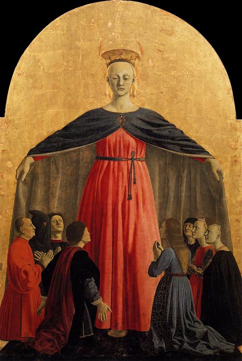 La Madonna della Misericordia, dettaglio del Polittico della Misericordia Piero della Francesca (1460 ca.)