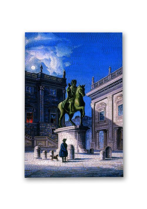 Veduta notturna in piazza del Campidoglio<em>,</em> seconda met&agrave; XIX secolo.&nbsp;Collezione Ars Antiqua Savelli