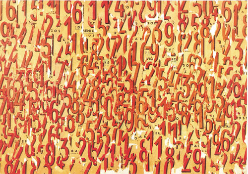 Raoul Schultz, <em>Calendario</em>, 1963-1964, Collage su tela, 70 &times; 100 cm, Venezia, Collezione Tiozzo