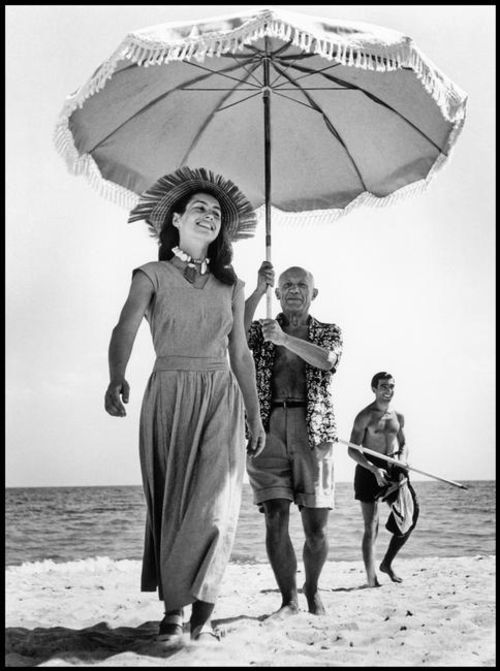 Robert Capa, <em>Pablo Picasso e Fran&ccedil;oise Gilot</em>, Golfe-Juan, Francia, Agosto 1948&nbsp;<br />