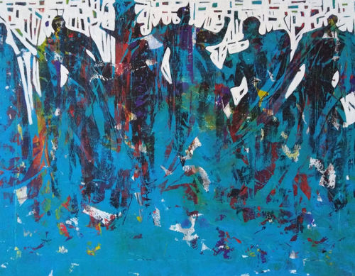 10.Giorgio Puleo, Percorsi astratti nel blu, 2020, acrilico su tela, cm. 70x90