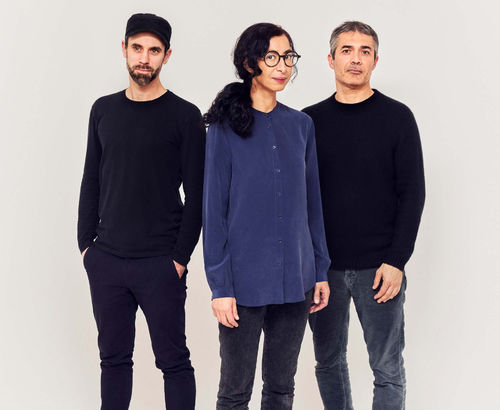 From left to right: Alexandre Babel, Latifa Echakhch, Francesco Stocchi I Ph. Sebastien Agnetti