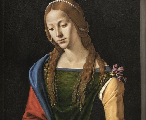 Piero di Cosimo, Santa Maria Maddalena, 1490-92, (part.), tempera e olio su tavola