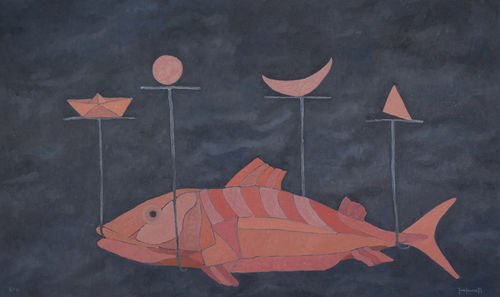 Francesco Casorati, Pesce rosa, 2011. Olio su tela, 90x150 cm.