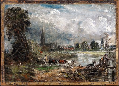 John Constable, Sketch for Salisbury Cathedral from the Meadows (Schizzo per la Cattedrale di Salisbury vista dai campi), 1829, olio su tela