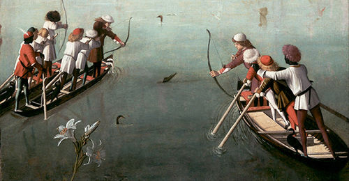 Vittore Carpaccio, Caccia in laguna, 1490-95 (part.)