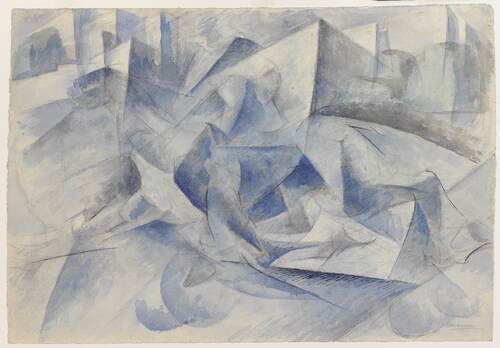 Umberto Boccioni, <em>Cavallo + cavaliere + case</em>, 1914, Gabinetto dei Disegni, Castello Sforzesco, Milano. &copy; Comune di Milano
