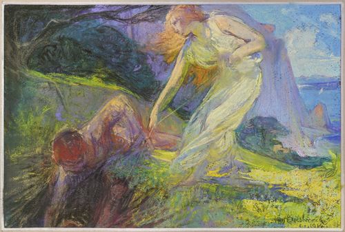Jules Van Biesbroeck jr., Dafne e Cloe, pastello su cartone 