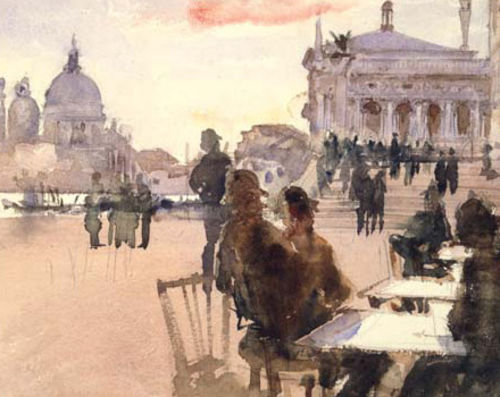 Café on the Riva Degli Schiavoni di John Singer Sargent