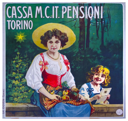 Manifesto di Leonida Edel per la Cassa mutua cooperativa italiana per le pensioni, Torino, 1895