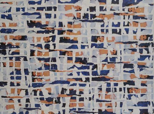 Laura Zeni, serie Accumuli, 2016, acrilico e collage su tela, cm 60x80