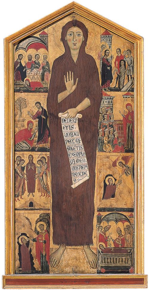 Maestro della Maddalena (Firenze, attivo nella seconda met&agrave; del XIII secolo), Santa Maria Maddalena e otto episodi della sua vita, 1285 circa, tavola. Firenze, Galleria dell&rsquo;Accademia