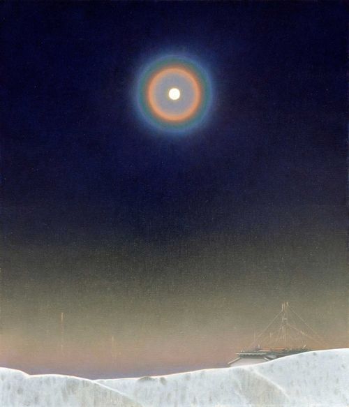 Giuseppe Puglisi, I giorni della neve e della luna, 2013-2014, olio su tela, cm 80x60. Collezione privata