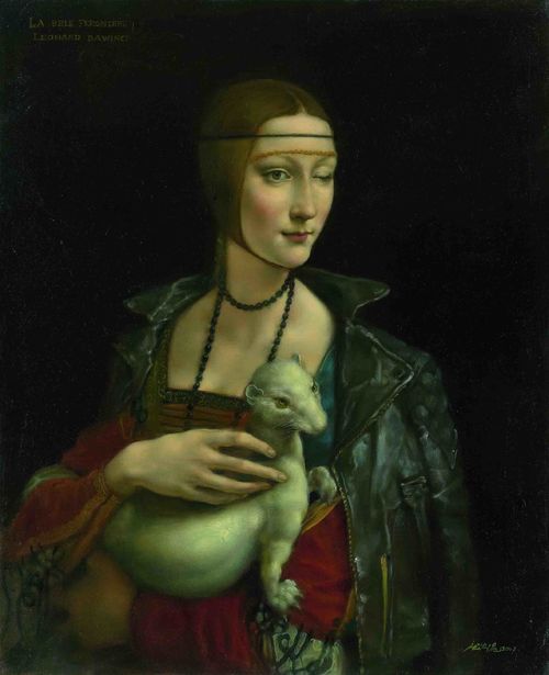 Pang Maokun, Lady with an Ermine, oil on canvas 80x65cm., 2017