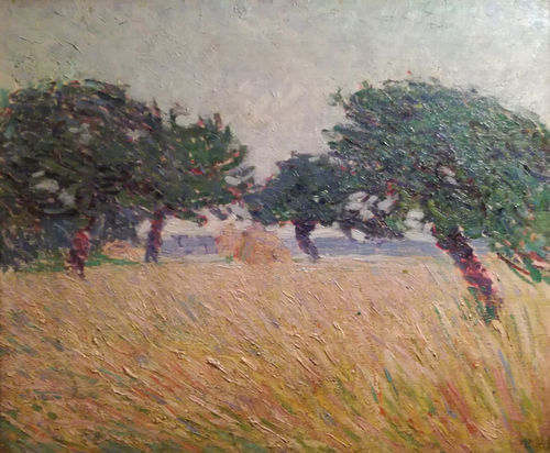 Umberto Boccioni, <em>Paesaggio marino con alberi</em>, 1908, olio su tela, 64,5 x 54,5 cm.&nbsp;