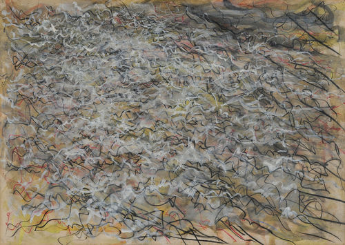 Tancredi Parmeggiani,<em> Untitled</em>, 1955, Tempera and collage on paper on wood, 42.12 x 29.13", Private Collection, Venice | &copy; Claudio Franzini, Venice<br />