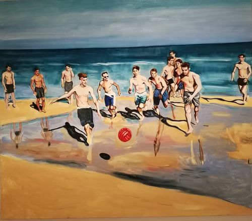 Linda Randazzo, Supersantos, 2019, olio su tela, 185x210 cm.