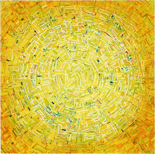 Rick Lowe, <em>Senza titolo</em>, 2023, Acrilico e collage di carta su tela, 121.9 &times; 121.9 cm | Courtesy Rick Lowe e Gagosian I Foto: Thomas Dubrock | &copy; Rick Lowe Studio<br />
