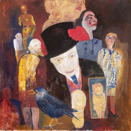 Mario Lattes, Autoritratto, 1990, olio su tela, cm. 70x70
