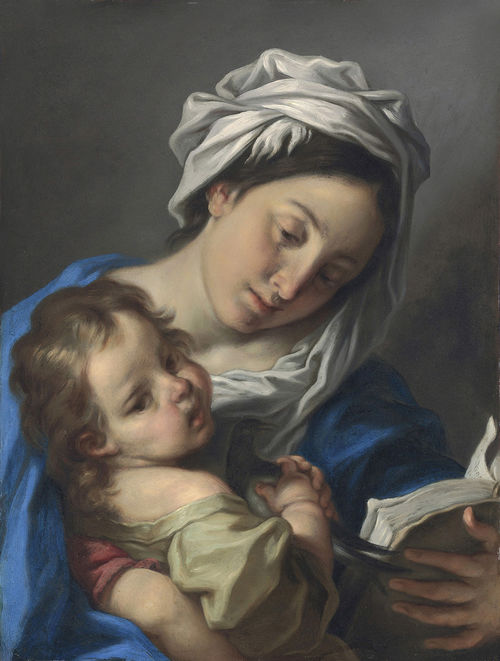 Carlo Cignani, La Madonna leggente col Bambino. Olio su rame, cm 56 x 43