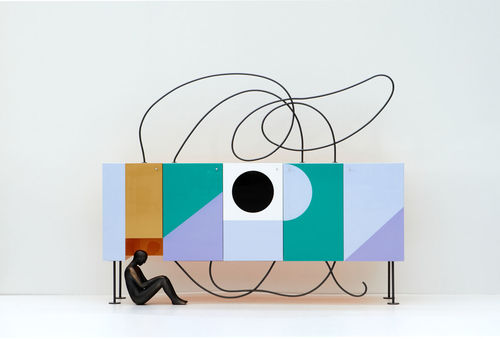 Cleto Munari, Credenza "Silenziosa Gold", designers Mimmo Paladino e Alessandro Mendini