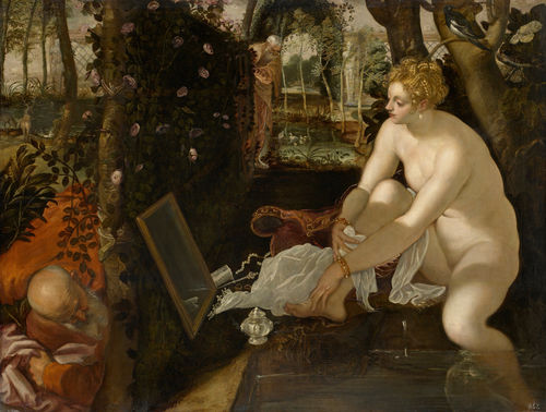 Tintoretto, <em>Susanna e i vecchioni</em>, 1555 circa, Olio su tela, 194 x 147 cm, Vienna, Kunsthistorisches Museum, Gem&auml;ldegalerie | <em>Tintoretto 500</em><br /><br />