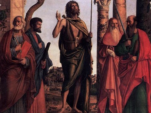 Cima da Conegliano, <em>Giovanni Battista tra i santi Marco, Girolamo e Paolo</em>, 1493-1495, pala lignea, Venezia, Chiesa della Madonna dell'Orto.