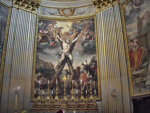 Mattia Preti, <em>Crocifissione, Martirio e Sepoltura di Sant'Andrea</em>, 1650-51, Basilica di Sant'Andrea della Valle, Roma<br />