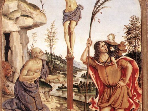 Crocifissione tra i santi Girolamo e Cristoforo