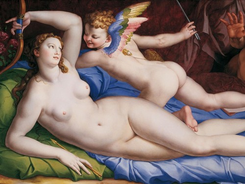 Agnolo di Cosimo (Bronzino), <em>Venere, Cupido e Satiro,</em> 1550-1555, Tavola, 135 x 231 cm, Roma, Galleria Colonna