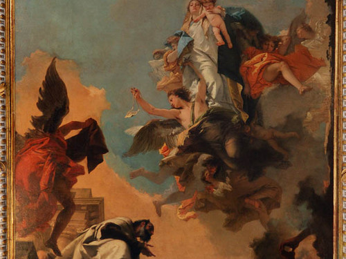 Giambattista Tiepolo, <em>Madonna del Carmelo consegna lo scapolare al beato Simone Stock, </em>1739-1749, Venezia, Scuola Grande dei Carmini.