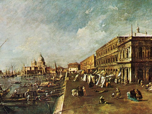 Francesco Guardi, <em>Il molo verso la Salute</em>, olio su tela, Galleria Giorgio Franchetti alla Ca' d'Oro, Venezia.<br />