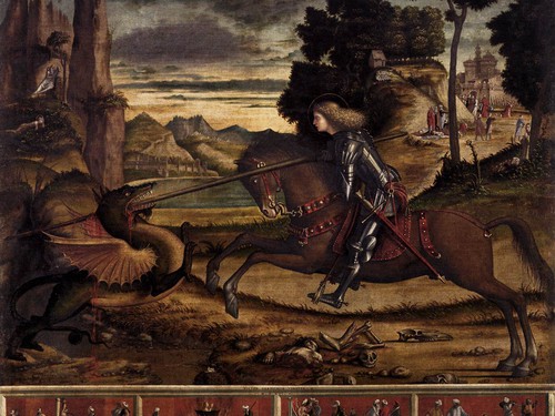 Vittore Carpaccio, <em>San Giorgio uccide il drago</em>, 1516, Venezia, Chiesa di San Giorgio Maggiore.