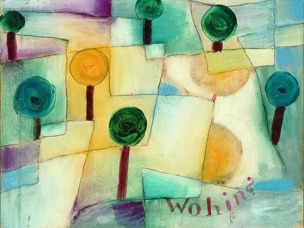 Paul Klee, Wohin? Junger Garten, 1920, olio su carta incollato su cartone