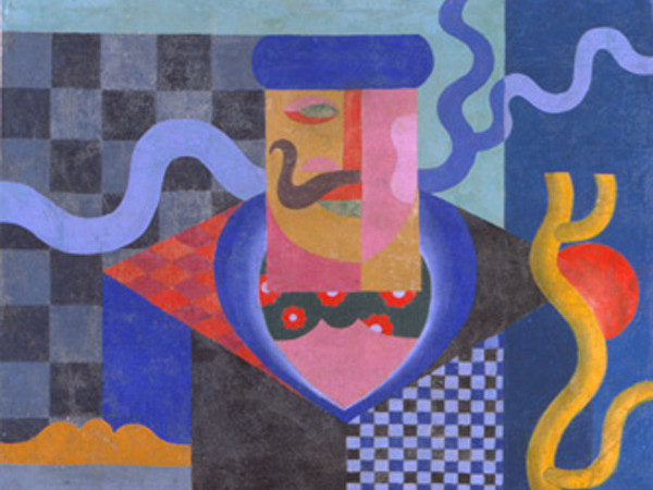 Fortunato Depero, Architettura sintetica di uomo (Uomo con i baffi). Olio su tela, cm 110x60. © Mart, Collezione privata