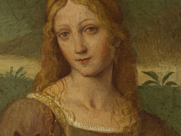 Bernardino Luini, Figura muliebre, 1521-1523, affresco strappato e trasportato su tavola, cm 44x35x47. Pinacoteca Malaspina, Pavia