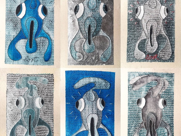 Piero Angelo Orecchioni Occhioni, LOST - Pesci spaesati, 2023-2025. Tecnica mista su tela