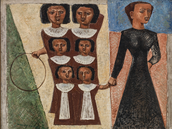 Massimo Campigli, Le educande (Passeggiata delle educante), 1929 - 1930, Olio su tela, 88 x 110 cm, Mart, Museo di Arte Moderna e Contemporanea di Trento e Rovereto, Collezione VAF-Stiftung, MART 692 | © Archivio Fotografico Mart