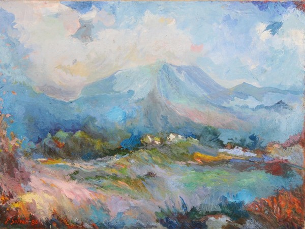 Paolo Salvati, Montagna Blu, 2003. Olio su tela, cm 50 x 70