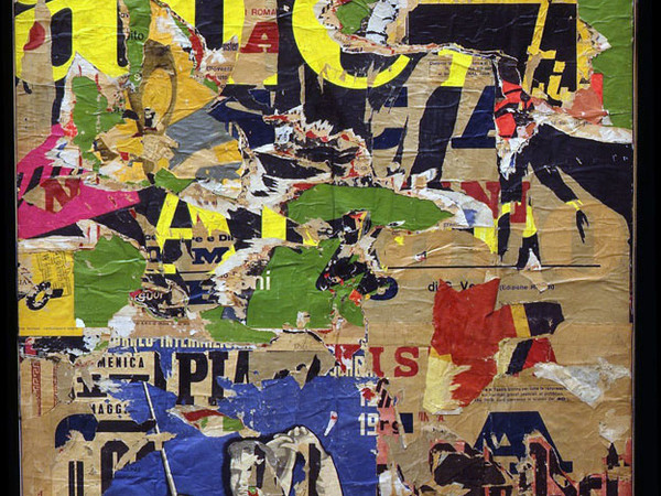 Mimmo Rotella, Con un sorriso, 1962, décollage su tela, cm 154x132, Tate