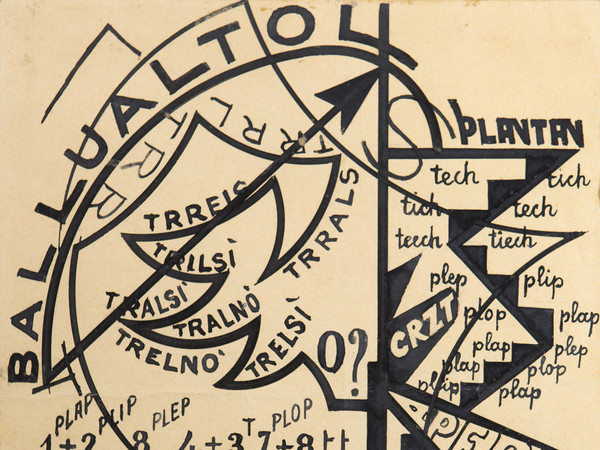 Giacomo Balla, Trelsì trelno, 1914, Inchiostro su carta, 27 x 20 cm, Collezione Marinetti | © Matteo Zarbo
