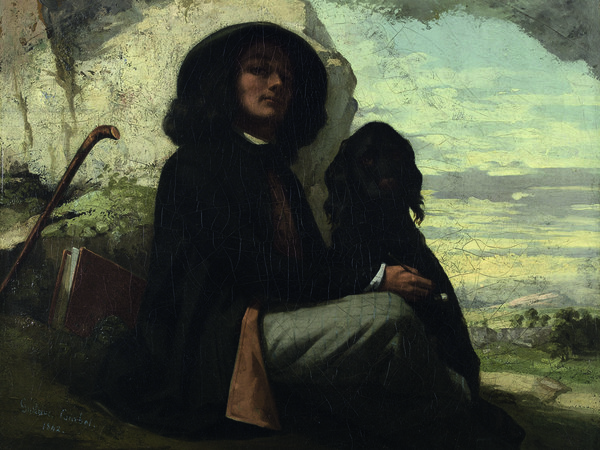 Gustave Courbet, Autoritratto con il cane nero, 1842, Olio su tela, 55.5 x 46.5 cm, Parigi, Petit Palais, Musée des Beaux Arts de la Ville de Paris