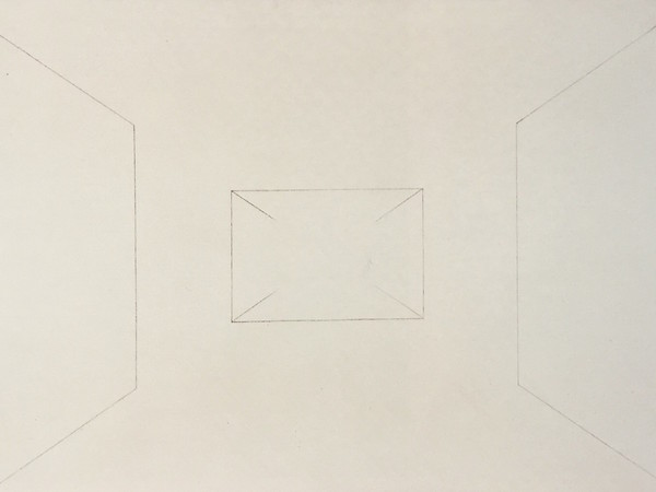 Giulio Paolini, Equivalenza, 1975, Matita e chiodi su tela preparata, 150 x 100 cm | Foto: Antonio Maniscalco