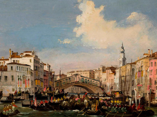 Ippolito Caffi, Venezia: Regata in Canal Grande, ante 1848-49, Olio su cartoncino intelato, 41.5 x 25.5 cm, Fondazione Musei Civici di Venezia